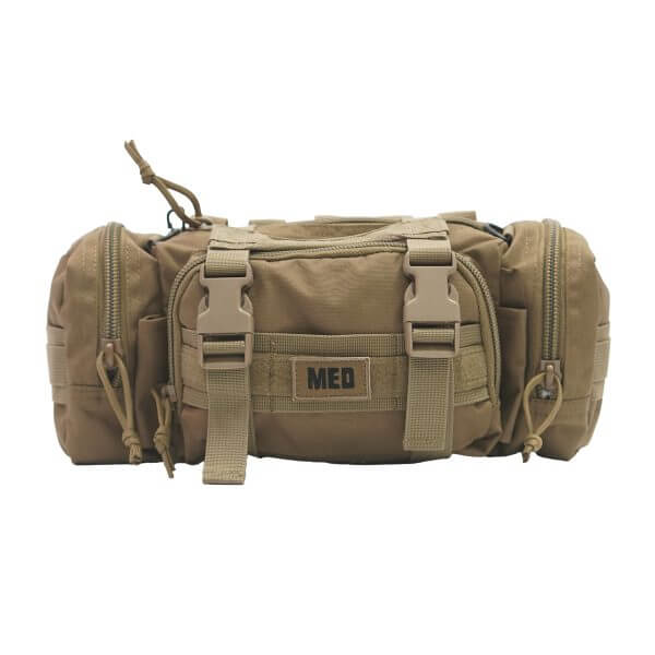 Rapid Response Med Kit with MOLLE straps, compact design for tactical and medical readiness.