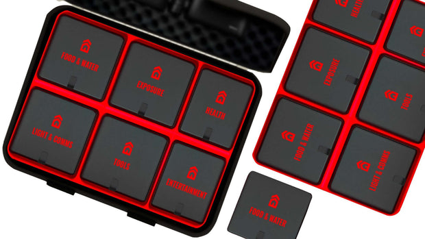 The Safe House - 72-Hour Emergency Essentials Kit contents displayed in an organized case.