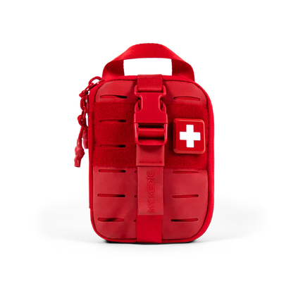 Sidekick IFAK Pouch by MyMedic in red, designed for convenient trauma care and ready for emergencies.