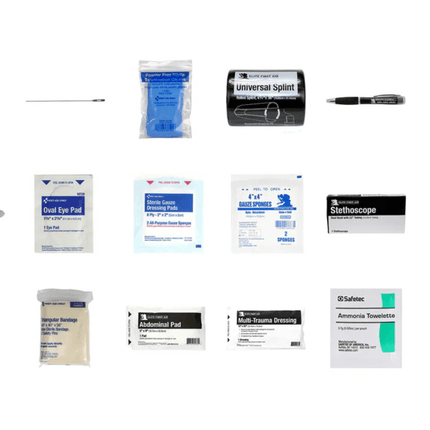 STOMP Medical Backpack | Fully Stocked contents with professional medical supplies including splints and bandages.