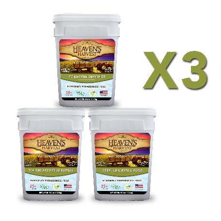 Combo Kit - Breakfast, Entree + Protein - 3 Months - 308 Servings - Emergency Survival Food Kit
