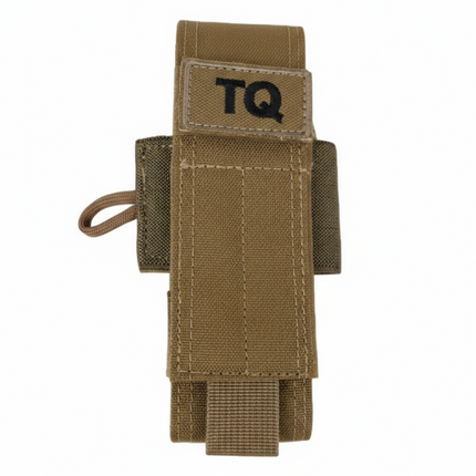 Tan tactical pouch with 'TQ' label on a white background